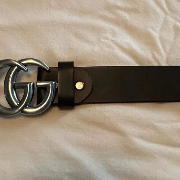 Men's GUCCI Dark Brown Leather Belt with GG Silver Buckle - Picture 2 of 4